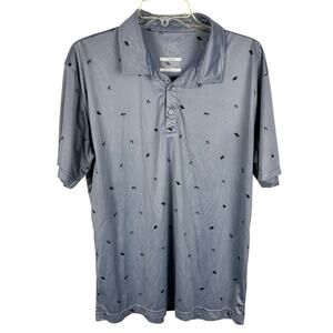 Swannies Mens Golf Novelty Printed Short Sleeve Gray Collared Polo L
